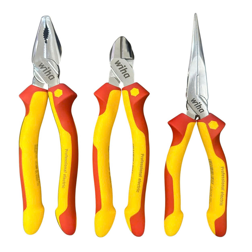 Bộ 3 kìm cách điện chuyên nghiệp 1000V Wiha (26711,43340, 26727)