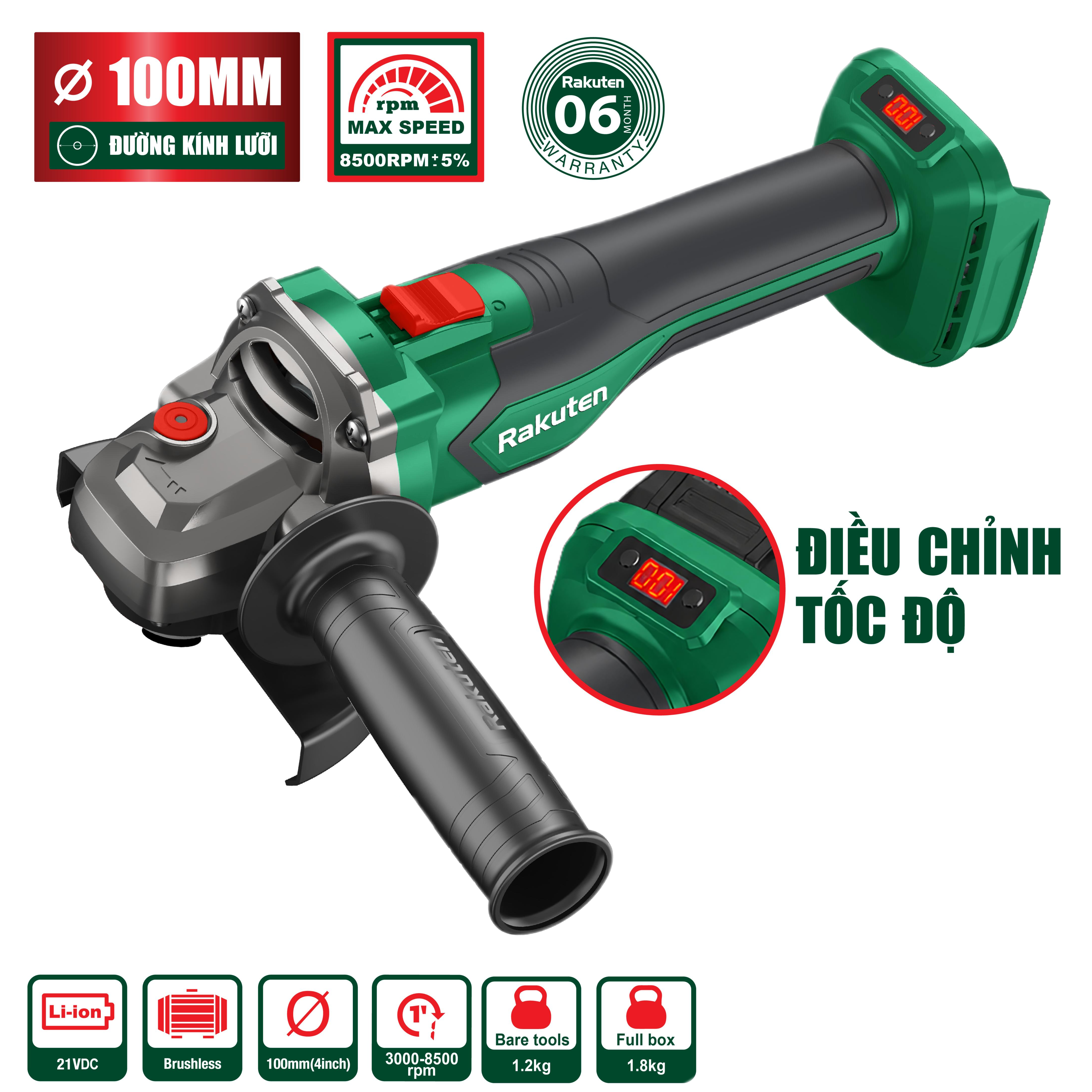 Máy mài góc dùng pin 21V RAKUTEN M21-AG8500RK ( Chưa pin & sạc )