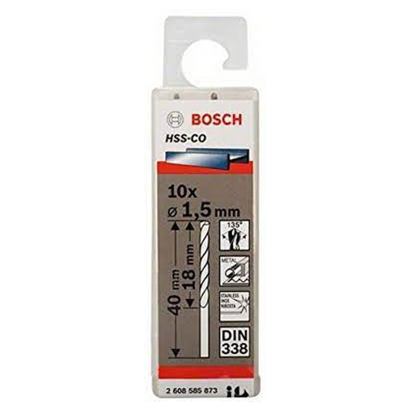 Hộp 10 Mũi khoan INOX 1.5mm HSS-Co Bosch 2608585873