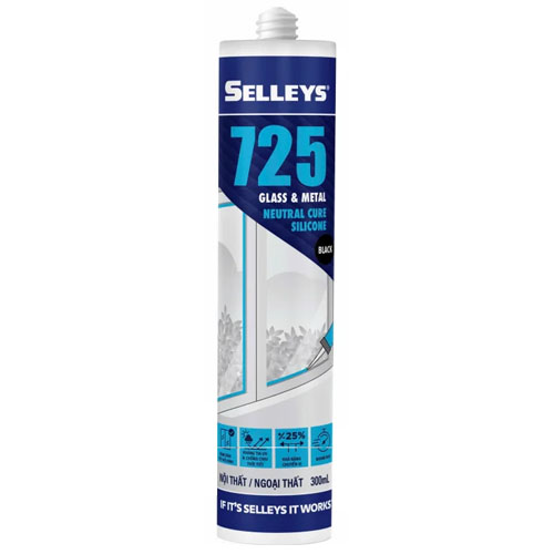Keo silicone màu trắng S725 trung tính cho kính và kim loại 300ML Selleys 725