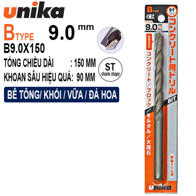 Mũi khoan tường 9,0x150mm Unika B9.0x150