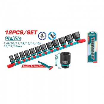 Bộ 12 Đầu Tuýp Lục Giác 3/8" Total THTISD38128 (Cho Máy Bu Lông)