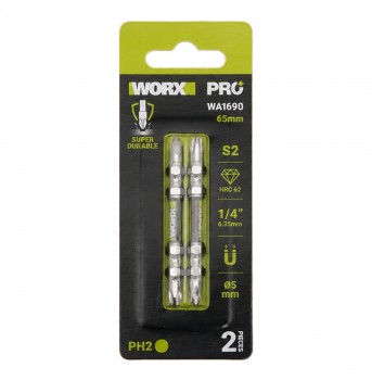 Bộ 2 mũi vít 2 đầu PH2 x 65mm WORX PRO WA1690