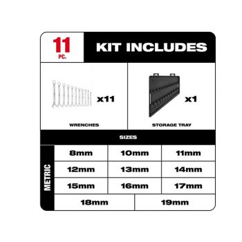 Bộ cờ lê cóc 11 chiếc 8-19mm milwaukee 48-22-9511