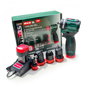 Máy khoan 4 đầu đa năng 16V Amaxtools AKI6511-Plus (2 Pin 2.0Ah, 1 Sạc)