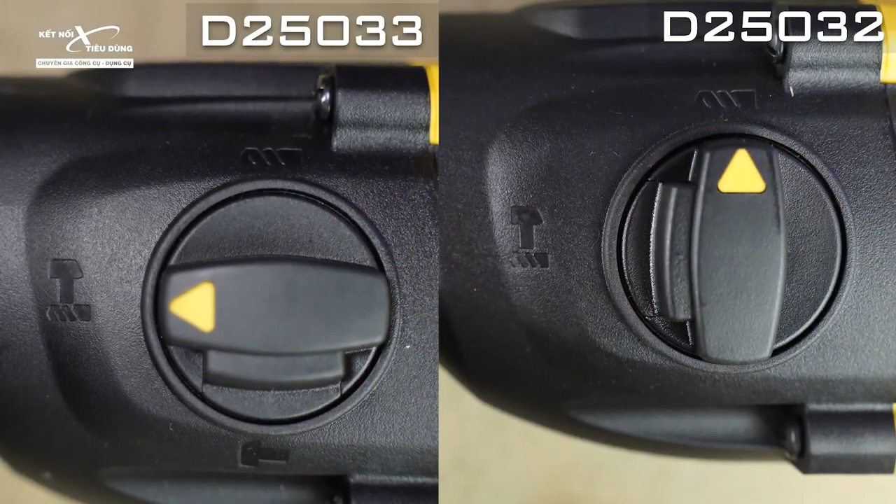 M&aacute;y khoan Dewalt D25033 c&oacute; trang bị 3 chế độ: chế độ đục, khoan b&uacute;a v&agrave; khoan thường