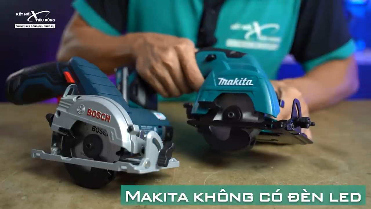 Bosch GKS 12V-LI c&oacute; trang bị thắng điện tử v&agrave; đ&egrave;n LED trợ s&aacute;ng hỗ trợ l&agrave;m việc tốt hơn trong nhiều điều kiện m&ocirc;i trường