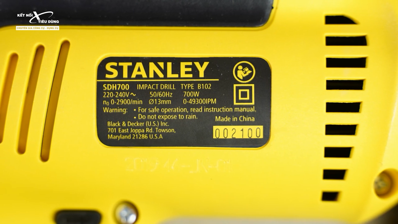 M&aacute;y khoan điện Stanley SDH700 c&oacute; th&ocirc;ng số kỹ thuật ấn tượng 