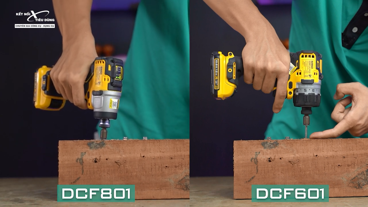 Do máy có búa Impact nên khả năng bắt vít mạnh mẽ hơn con máy DCF601 của Dewalt