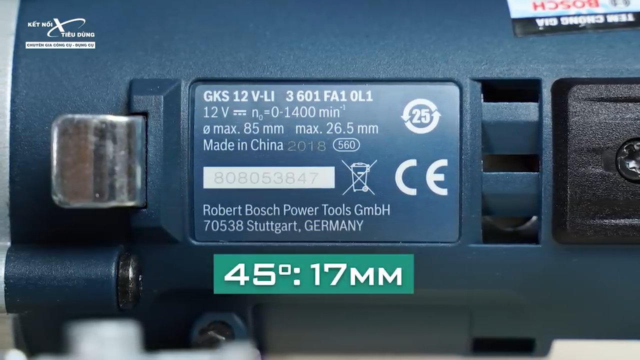 M&aacute;y cưa mini d&ugrave;ng pin Bosch GKS 12V-Li c&oacute; th&ocirc;ng số kỹ thuật v&ocirc; c&ugrave;ng ấn tượng