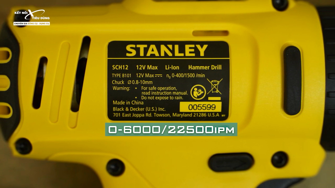 M&aacute;y khoan pin Stanley SCH121S2 c&oacute; th&ocirc;ng số kỹ thuật ấn tượng