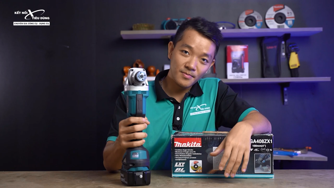 Makita DGA408 l&agrave; một con m&aacute;y m&agrave;i g&oacute;c xịn s&ograve; hội tụ nhiều c&ocirc;ng nghệ tốt nhất hiện nay