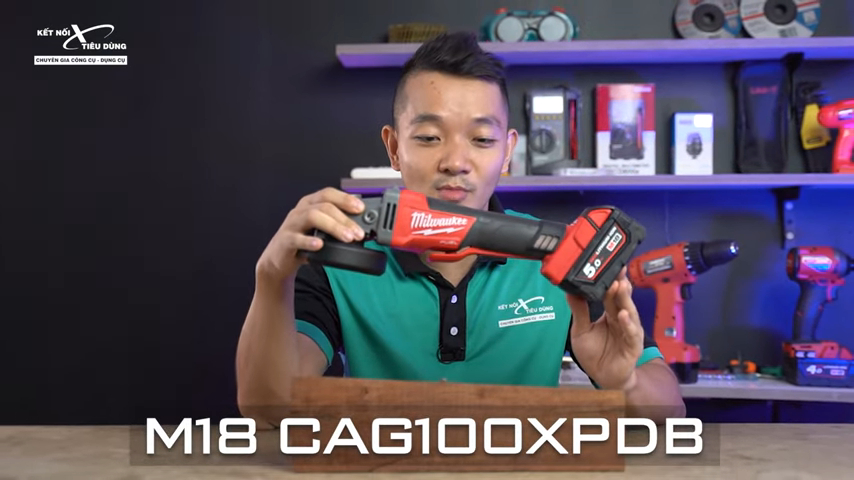 M&aacute;y m&agrave;i g&oacute;c Milwaukee M18 CAG100XPDB sử dụng pin 18V cao cấp của Milwaukee rất mạnh mẽ v&agrave; bền bỉ