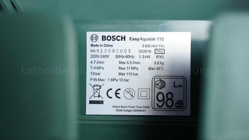 Con m&aacute;y c&oacute; th&ocirc;ng số kỹ thuật ấn tượng với &aacute;p suất 110 Bar v&agrave; c&ocirc;ng suất l&ecirc;n đến 1300W 