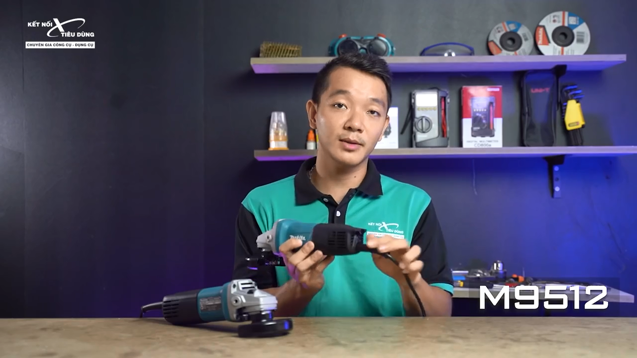Makita M9512B kh&ocirc;ng c&oacute; tay cầm phụ bởi n&oacute; d&ugrave;ng để m&agrave;i l&agrave; chủ yếu