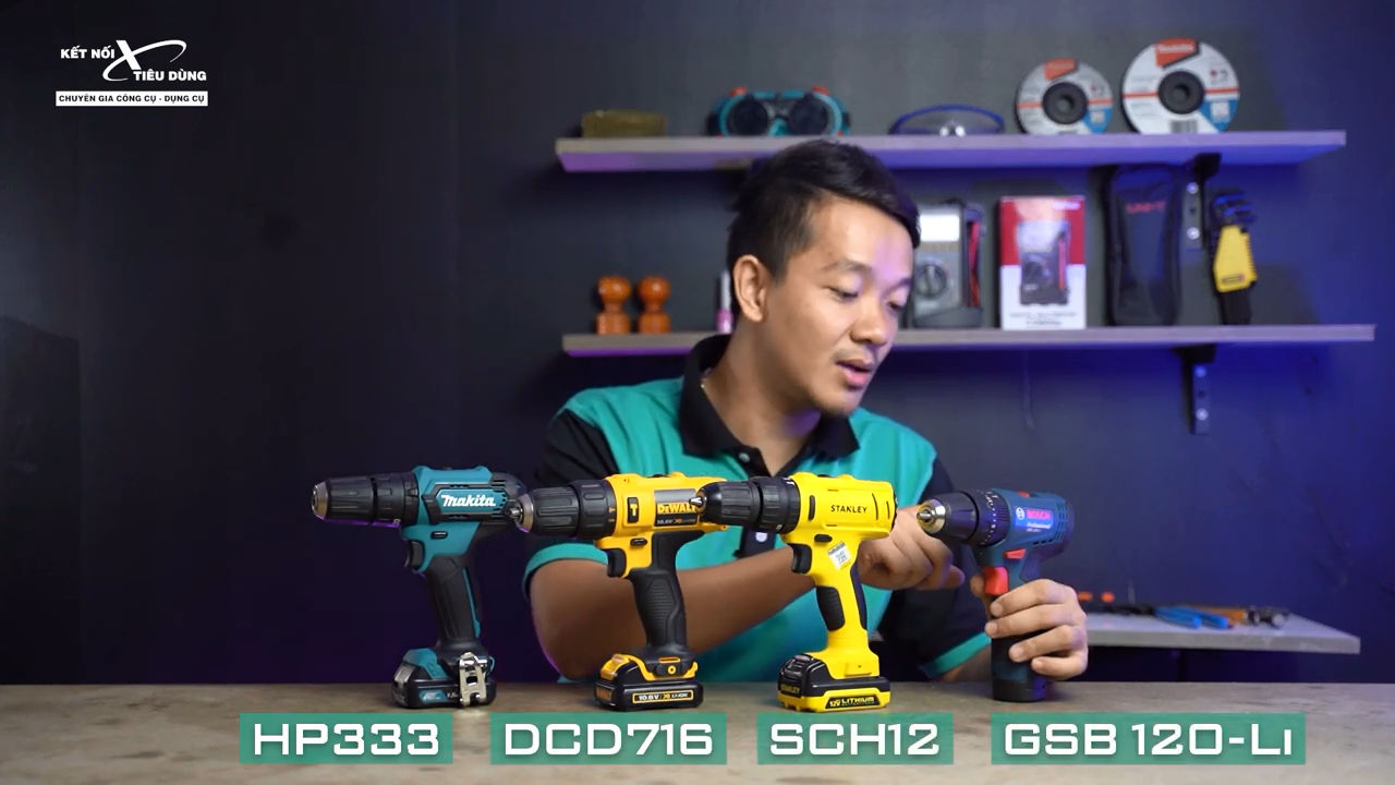 Bốn chiếc m&aacute;y khoan đều c&oacute; những n&eacute;t tương đồng về thiết kế v&agrave; c&ocirc;ng lực