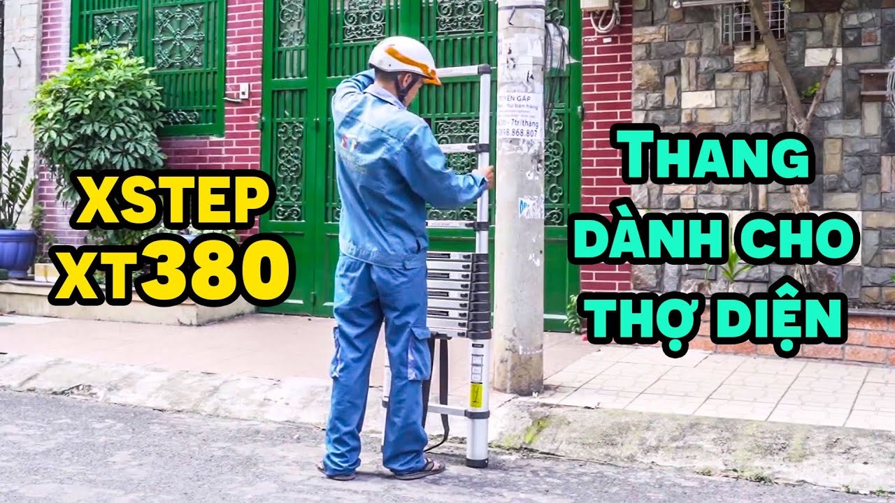 Thang nh&ocirc;m r&uacute;t Xstep c&oacute; chiều cao tối đa 3.8 m
