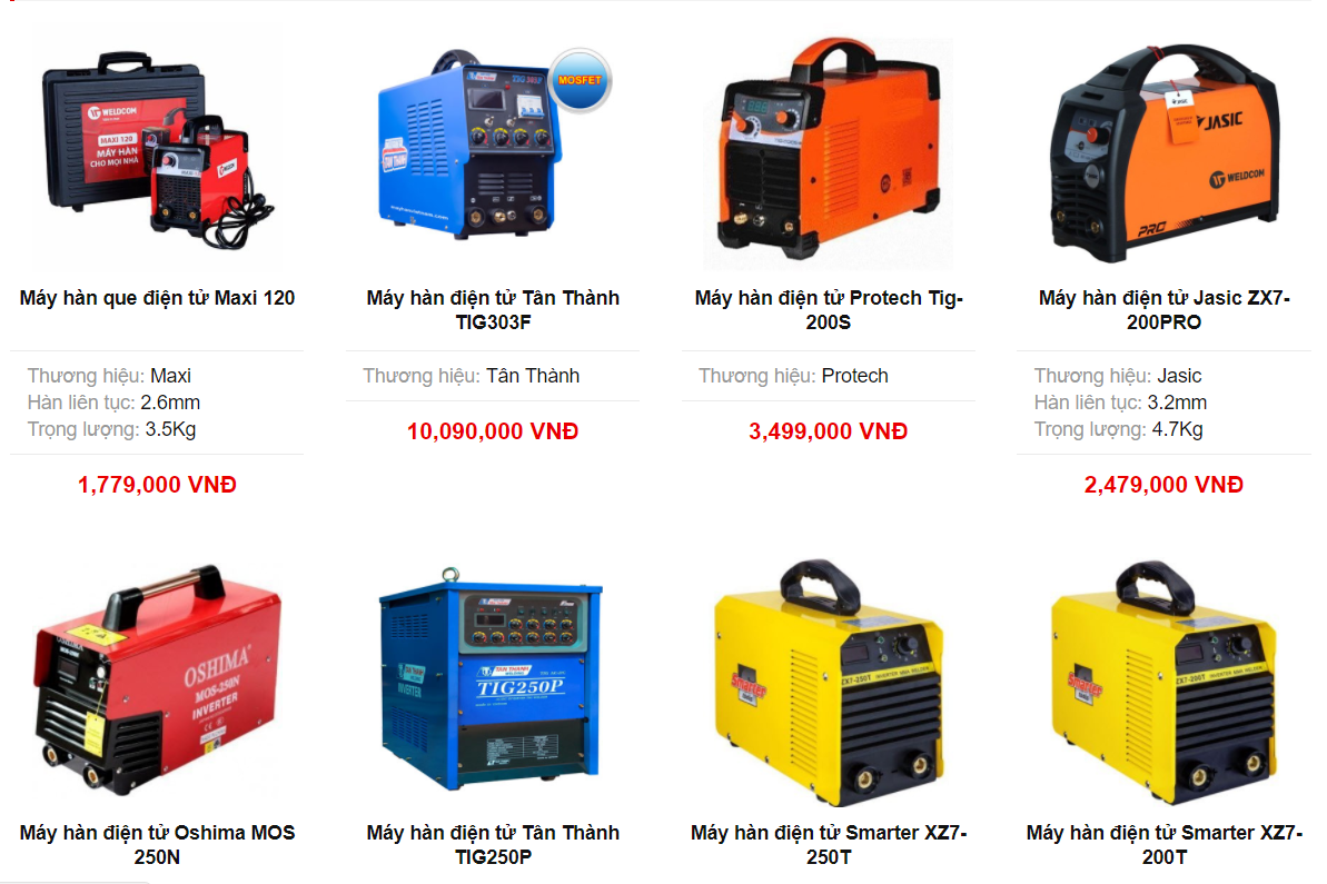 Sản phẩm máy hàn tại ketnoitieudung.vn vô cùng đa dạng