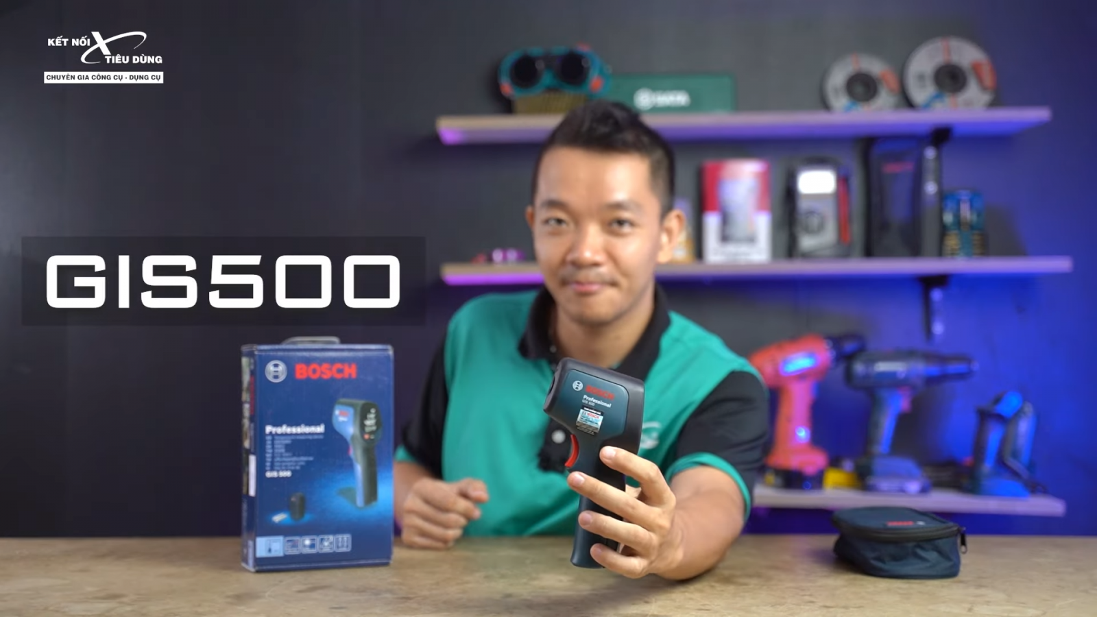 Review m&aacute;y đo nhiệt độ laser Bosch GIS 500, đo tới 500 độ C, đo được từ xa