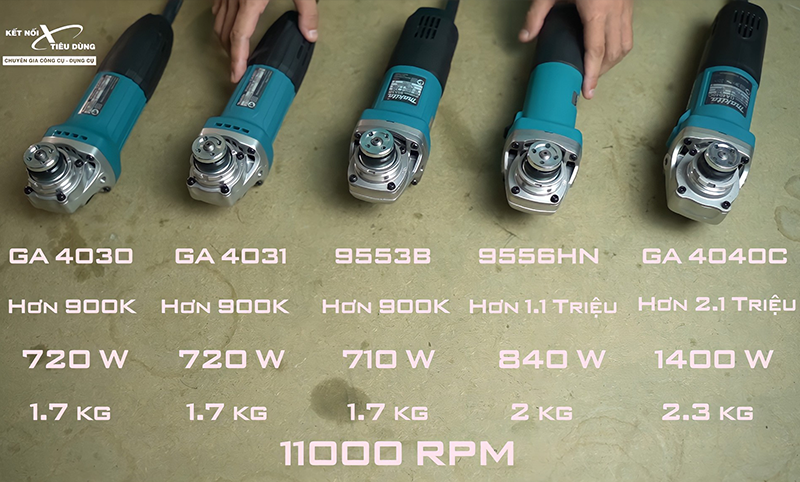 So sánh 5 máy mài góc Makita đá 100mm: GA4030, GA4031, 9553B, 9556HN, GA4040C