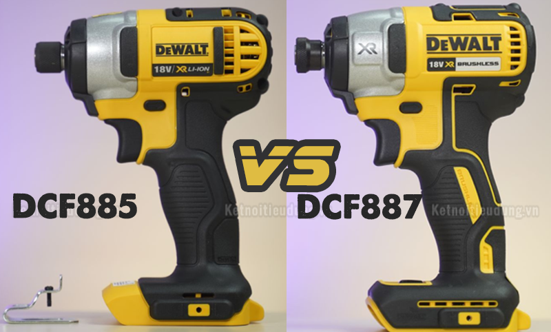 So s&aacute;nh m&aacute;y bắn v&iacute;t Dewalt DCF885 (chổi than) - DCF 887 (kh&ocirc;ng chổi than), loại n&agrave;o ngon hơn?