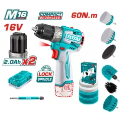 Combo Máy khoan pin 16V Total TOSLI240786 (Kèm 11 bàn chải TACB1101)
