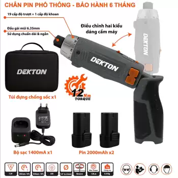 Máy vặn vít gập dùng pin 7.2V Dekton DK-VGT12N ( màu xám)
