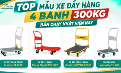 Top mẫu xe đẩy hàng 4 bánh 300kg bán chạy nhất hiện nay